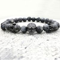Wholesale Fashion male skull bracelet grey Strands stone beads bangle gift rown Matte Black Onyx Women Gift Valentine s Day Holiday Christmas