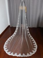 Wholesale One Layer Long Wedding Veil with Partial Lace Edge Cathedral Bridal Veil with Comb Wedding Accessoires MV01