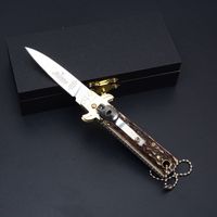 Wholesale Garden tool quot Germany Hubertus outdoor gear camping knife D2 blade HRC Antlers Copper handle Popular knife with gift