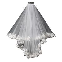 Wholesale 2019 New Lace wedding veil lace short design single wedding bride s Veil long hair comb in stock