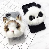 Wholesale Plush Plastic Phone Case For iPhone s Plus Plush Rabbit Panda Doll Plastic Coque Cover For iPhone s Case Shell