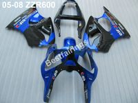 Wholesale Motorcycle plastic fairings for Kawasaki Ninja ZZR600 blue black injection molded fairing kit ZZX600 ZV46
