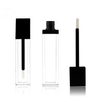 Wholesale 8ml square shape ACRYLIC transparent lip gloss tube mascara tube with black lid empty tube fast shipping F2017578
