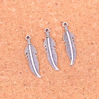 Wholesale 171pcs Antique Silver Plated feather Charms Pendants for European Bracelet Jewelry Making DIY Handmade mm