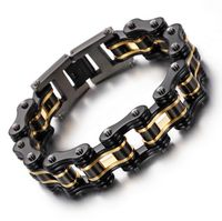 Wholesale Fashion New Mens Bracelets Biker Jewelry Gold Black Orange Blue Plated Stainless Steel Motorcycle Bicycle Link Chain Bracelet