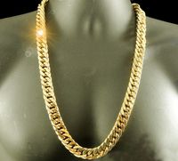 Wholesale 24K Real YELLOW GOLD FINISH SOLID HEAVY MM XL MIAMI CUBAN CURN LINK NECKLACE CHAIN Best Packaged Unconditional Lifetime