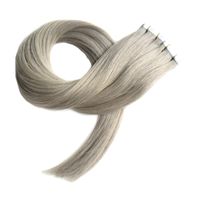 Wholesale 7a grey tape hair extensions Double Sided Skin Weft Tape In Human Hair Extensions g Straight silver grey tape extension