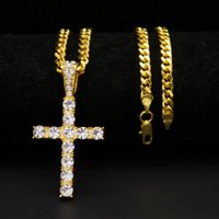 Wholesale Men Hiphop Jewelry New Style Charm Classic Cross Necklace Pendant Full Iced Out Crystal Rhinestones Crux Drop Shipping