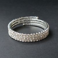 Wholesale 3 Rows Bridal Wedding Spiral Rhinestone Crystal Stretch Bracelets Bangle Silver Plated and Gold Plated Jewelry Accessories for Women