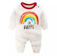 Wholesale W032 New Autumn Infant Baby Rompers Kids Cartoon Rainbow Long Sleeve Cotton Rompers Children Toddlers Kids Overalls Climb Cothes