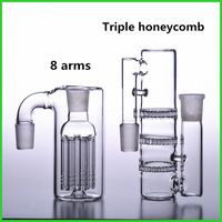 Wholesale Bong ash catcher mm male female arms ashcatchers bubbler glass water pipes smoking accessories adapter triple honeycomb perc mm