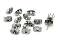 Wholesale Silver Tone Stainless Steel Butterfly Earrings Backings Earrings Back Stoppers Holders Stainless Steel Earring Plugs Set
