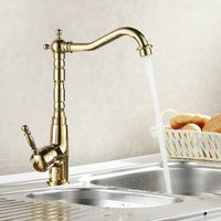 Wholesale Auswind Antique Brass Gold Faucet Kitchen Swivel Faucets Bathroom Faucet Sink Basin Mixer Tap