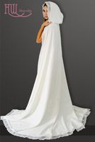 Wholesale Chiffon Wedding Cape Custom Made Hooded Lace Trim Bridal Accessories Cheap White Ivory Women Formal Cloaks Wraps Poncho