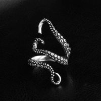Wholesale 2017 New Men s Jewelry Zinc Alloy Punk Style Squid Octopus Retro Ring Animal Opened Adjustable Finger Ring for Man