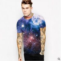 Wholesale Summer Men s Starry Sky T shirt D Printed Cotton Short Sleeve T shirt Student Casual Tees Good Quality Tees Teenager Streetwear T shirt