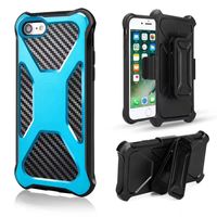 Wholesale For Sumsung S8 Plus Hybrid Armor Dual Layer Shockproof Case Carbon Fiber Tough Protective Shell Cover with Belt Clip For iPhone S Plus