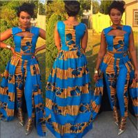 Wholesale Formal Two Piece Dress Set Traditional African Dashiki Long Sleeveless Vest tops Skinny Pants Cocktail Party Evening Maxi Dresses Clubwear