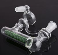 Wholesale Green Angled Joint Lacunaris Inline Ashcatcher in mm or mm for Glass bongs Glass bubbler Ash Catcher