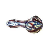 Wholesale Hot Sale Fire and Ice Stripes Glass Spoon Pipe Flower Mark and Golden Yellow Oil Burners Hand Pipes