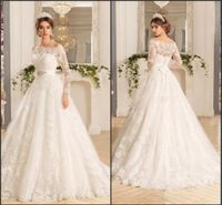 Wholesale 2022 Long Sleeve Vintage Lace Vestido De Novia Off the Shoulder Wedding Dresses with Beads A Line Court Train Bridal Gowns Custom BA9938