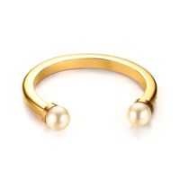 Wholesale Classic Ladies Stainless Steel Bangle Bracelet with Synthetic White Pearl Simple Style MM Smooth Open bangle for women gifts