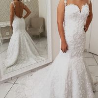 Wholesale Sexy Mermaid Wedding Dress Cap Sleeves Backless White Lace Applique Long Train Bridal Dresses Wedding Gown Custom Made Plus Size