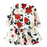 Wholesale New Arrival Girls Clothing Set Kids Rose Printed Jacket and Skirt piece Clothes Formal Children Clothing for Autumn and Winter