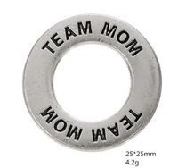 Wholesale 2021 Jewelry Tibetan SIlver Plated Team Mom Circle Washer Affirmation Pendant Charms Letter Engraved