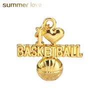 Wholesale new fashion unique i love basketball pendants for necklace bracelets special sliver gold sports jewelry charm for diy making