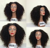 Wholesale Best Short Afro Kinky Curly Wig Virgin Peruvian Lace Front Wig Kinky Curly Glueless Human Hair Full Lace Wig With Bangs Baby Hair