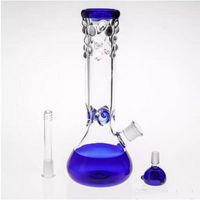 Wholesale Bowl Joint mm cm Blue Glass Bongs Water Pipe in line Recycler Percolato Smoking Hookahs Hand Blowing Oil Rigs Glass Bong