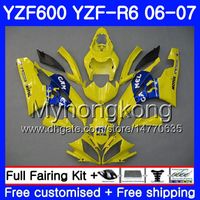 Wholesale Body Tank For YAMAHA YZF R YZF YZF R6 CAMEL blue yellow Frame HM YZF YZF600 YZFR6 YZF R6 Fairings Kit