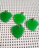 Beautiful Jewelry Green Jade Heart Shape Silver emerald Pendant  necklace