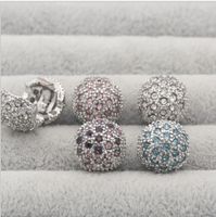 Wholesale Fit Pandora Sterling Silver Bracelet Charms Stopper Beads Crystal Ball Bead Clip Safety Locks Fit European Charm Biagi Bracelets Jewelry DIY