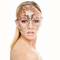 Phantom Vintage Gold Laser Cut Venetian Metal Masquerade Mask Prom Costume Women