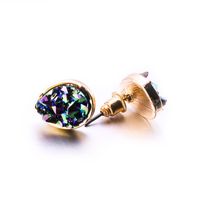 Wholesale Fashion Drusy Druzy Earrings Gold Plated Popular water drop Faux Natural Stone Stud Earrings for Women Lady Jewelry