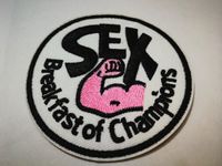 Wholesale SEX Breakfast of Champions clothing Vest jacket Patches for F1 James Hunt Racing Iron On sewing on Embroidered Patches