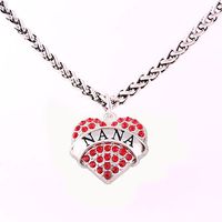 Wholesale Letter NANA Carved In Crystal Heart Shape Charm Wheat Necklace Grandmother Best Jewelry Gift Grandma Grammy