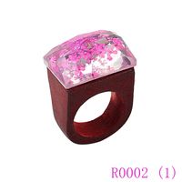 Wholesale 3pcs High quality natural scenery wood ring inlay Dried flower resin design Womens wedding ring Dropshipping R0002