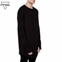 Wholesale Thumb Hole Long Full Sleeve Hipster Tee kpop for Men T Shirt Solid Hip Hop Street T Shirt Black Hold Hand Mens Tshirts