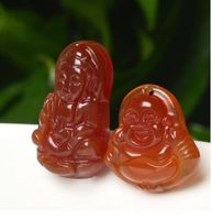 Wholesale Natural red agate chalcedony A goods Guanyin Buddha jade pendant Small Guanyin Buddha a pair of