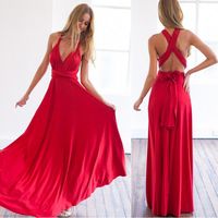 Wholesale Sexy Party Dress Women Boho Maxi Club Dress Red Bandage Vestidos Bridesmaids Convertible Robe Femme Long Dresses