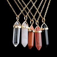 Wholesale Hot sale Hexagonal Column Quartz Necklaces Pendants Vintage Natural Stone Bullet Crystal Necklace For Women Jewelry