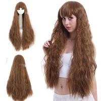 Wholesale Ly CS cheap sale dance party cosplays gt gt gt Lolita Harajuku Rhapsody Brown Long Curly Wavy Hair Cosplay Wigs Free Wig Cap