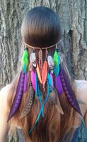 Wholesale Bohemia style Women girls peacock feather headband hippie hair accessories women headdress headwear braid hair band Head Rope TO413