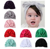 Wholesale New Europe US Baby Hats Bunny Ear Caps Turban Knot Head Wraps Infant Kids India Hats Ears Cover Childen Milk Silk Beanie