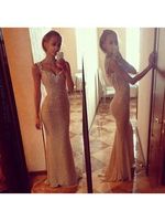 Wholesale 2017 Bling Gold Prom Dresses With Long Sleeves Sweetheart Bodycon Evening Gowns Mermaid Cheap Formal Party Dress Hot Sale
