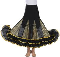 Wholesale Whitewed Quickstep Folklorico Ballroom Jive Practice Skirt Waltz Dance Ruffle Glitter Long Latin Waltz Ballroom Dance Circle Tango Costumes