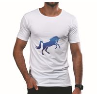 Wholesale fashion blue horse printing school style men summer t shirts Modal short sleeve t shirt for sale crew neck tshirt